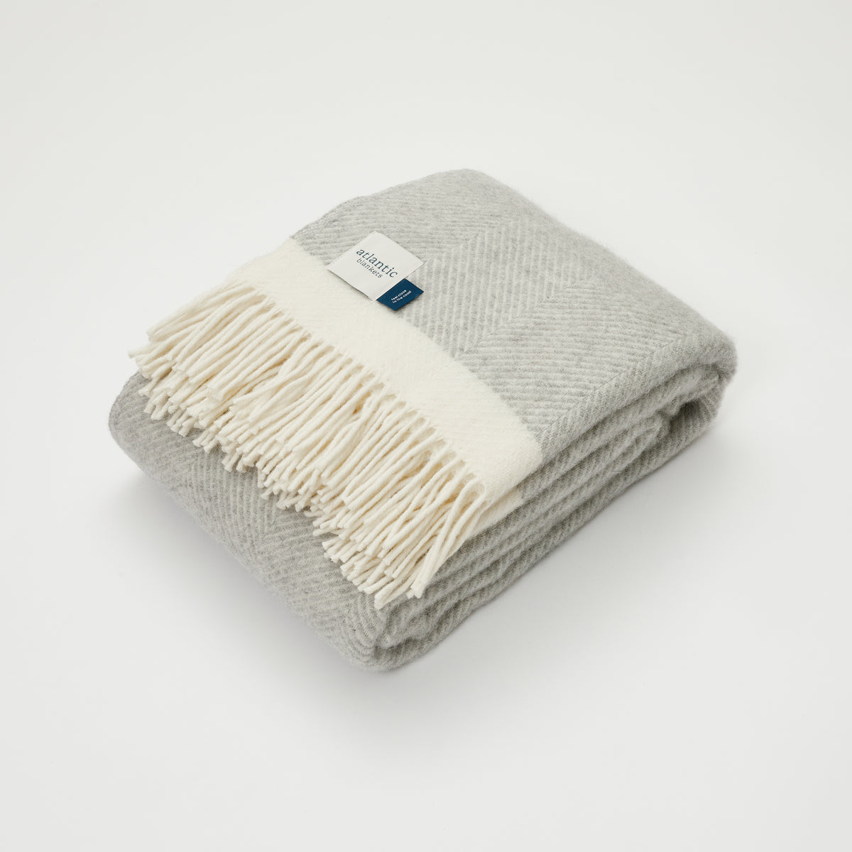Wool Blanket Silver Grey Herringbone Atlantic Blankets