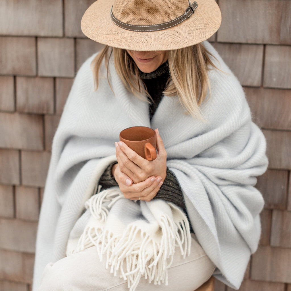 Hug in a Box Gift Set | Gull Grey Herringbone | Atlantic Blankets