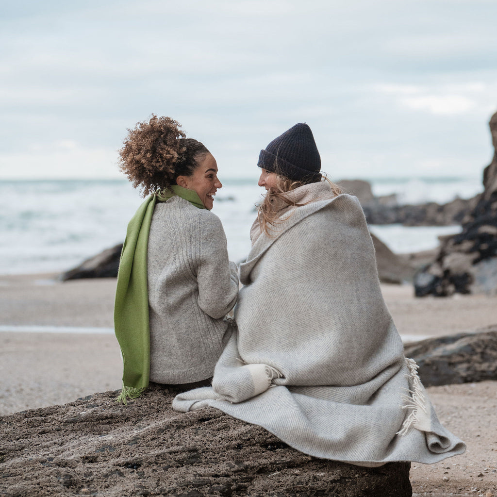Hug in a Box Gift Set | Silver Grey Herringbone | Atlantic Blankets