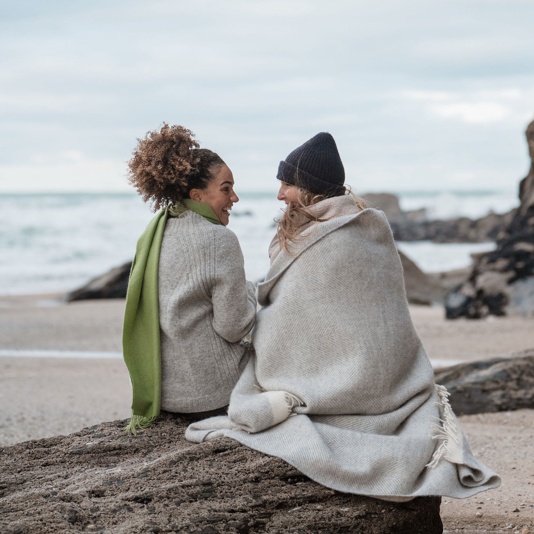 Wool Blanket | Silver Grey Herringbone | Atlantic Blankets