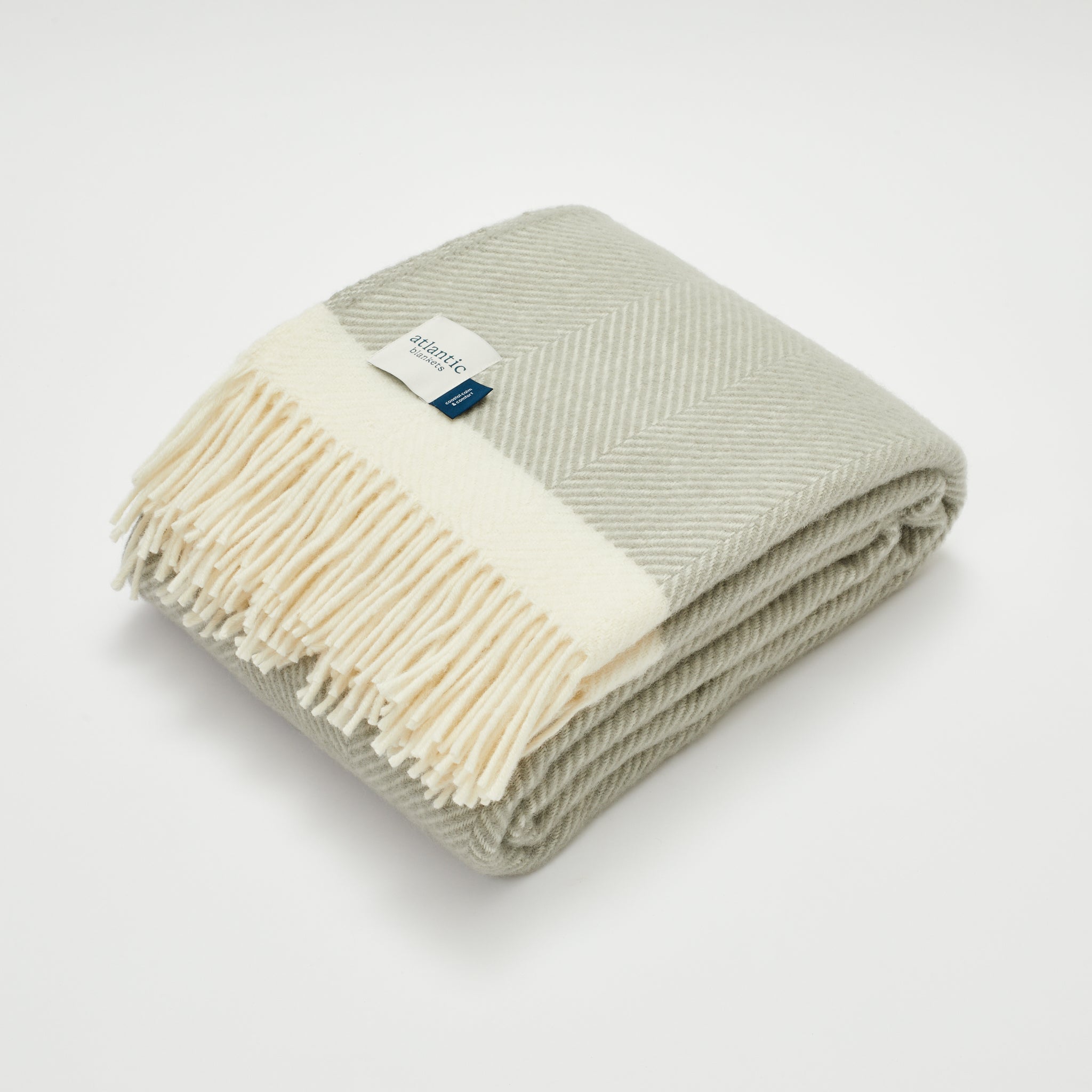 Wool Blanket Grey Herringbone Atlantic Blankets