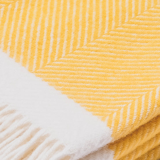 Yellow herringbone wool blanket